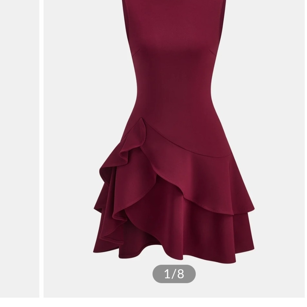 Commense Burgundy Ruffle Mini Dress